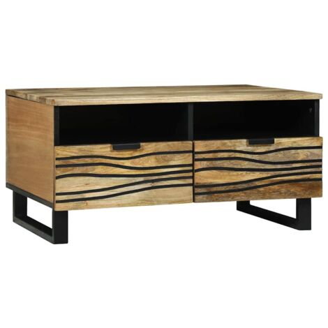 Table basse avec tiroir-Table Salon avec rangement Marron et Noir 80 x 54 x 40 cm 447155