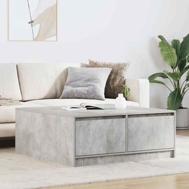 Vidaxl - Table basse avec tiroirs gris béton 100x100x40 cm