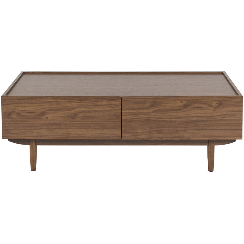 Miliboo - Table basse rectangulaire avec rangements 2 tiroirs finition bois foncé noyer L120 cm sanaa Miliboo - Table basse rectangulaire avec rangements 2 tiroirs finition bois foncé noyer L120 cm sanaa