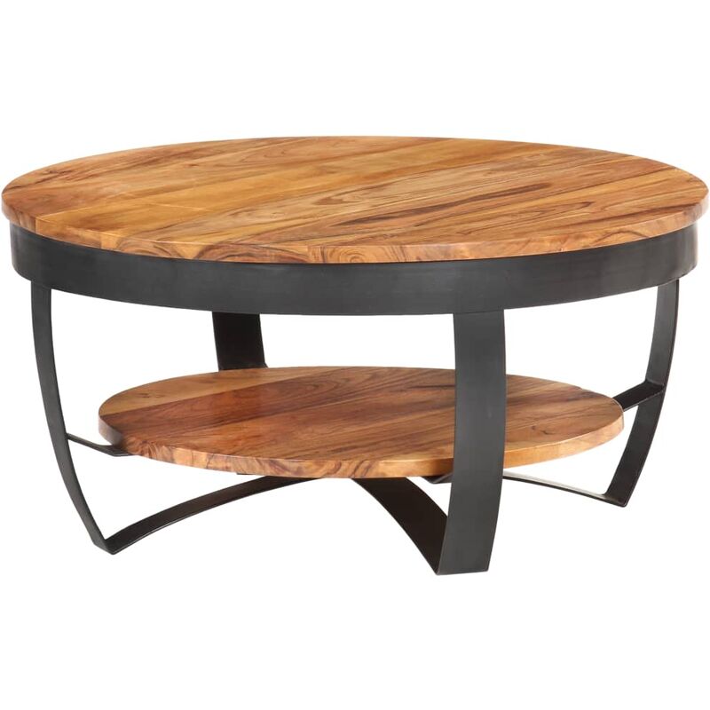Table basse avec une seule conception avec une étagère ronde avec une structure noire