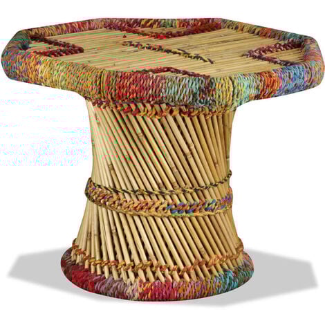 Table basse Bambou avec Détails Chindi Multicolore