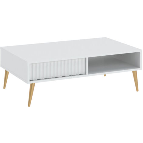 Table basse BARCELONA - 1 Tiroir - 1 Niche Blanc