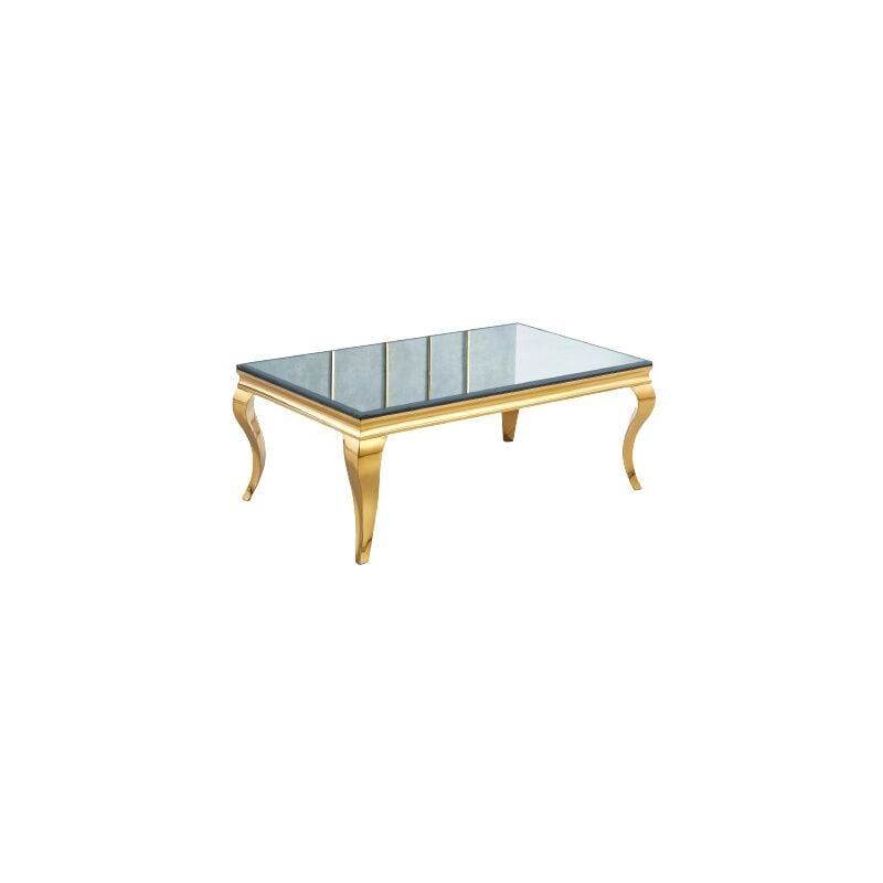 table basse baroque gold effet verre miroir 120x60x45 cm