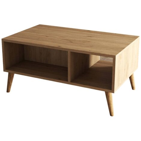 Table basse Basilica, 3 compartiments, forme rectangulaire, 41.6x90x54h cm Chêne brun