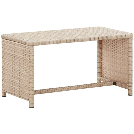 Table basse Beige 70x40x38 cm Résine tressée