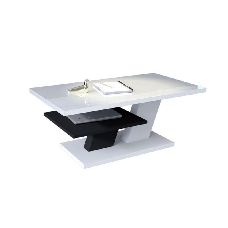 Dusine - table basse belvedere 110 cm avec plateau blanc laque