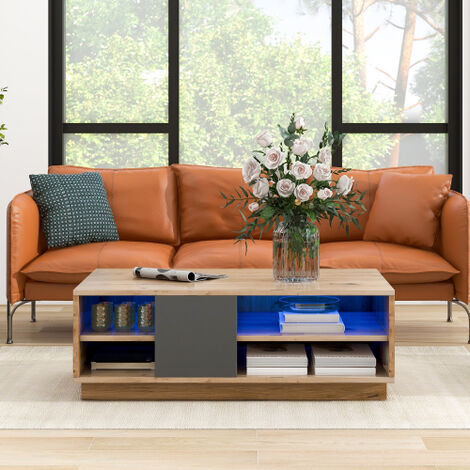 Table basse bicolore en mosaïque de couleurs primaires, table basse noire, mobilier de salon moderne style bloc