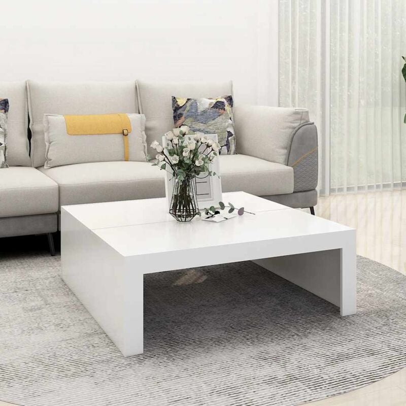 Les Tendances - fimei Table basse Blanc 100x100x35 cm Aggloméré