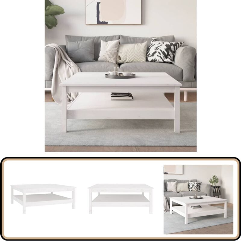 Vidaxl - Table basse Blanc 100x100x40 cm Bois massif de pin - Table Basse Blanche - Meuble tv - Table D'appoint - Table Design - Bois Massif