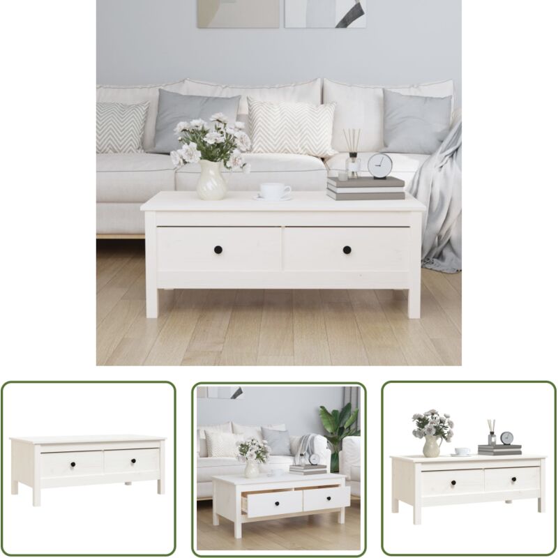 Vidaxl - Table basse Blanc 100x50x40 cm Bois massif de pin