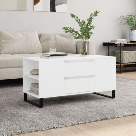 Table basse blanc 102x44,5x50 cm bois d'ingénierie vidaXL