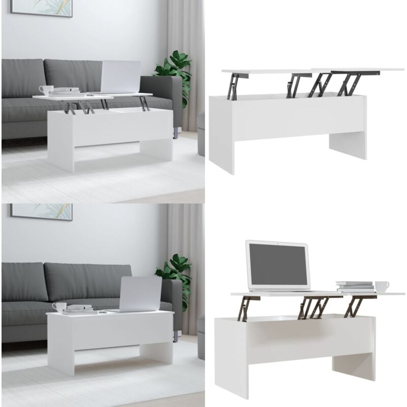 Vidaxl - Table basse Blanc 102x50,5x46,5 cm Bois d'ingénierie - Table Basse Blanche - Meuble Salle Séjour - Table D'appoint - Design Moderne