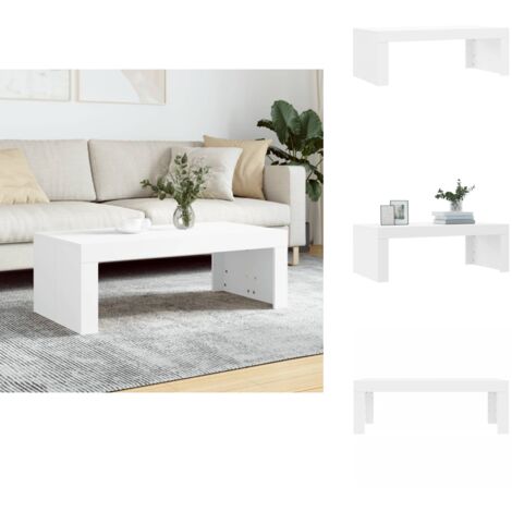 Table basse blanc 102x50x36 cm bois d'ingénierie - Table Basse Blanche - Meuble Salon - Table D'appoint - Design Moderne - Bois D'ingénierie