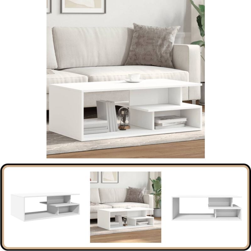 Vidaxl - Table basse blanc 102x55x35 cm bois d'ingénierie - Table Basse Blanche - Meuble Salon - Table D'appoint - Design Minimaliste - Table