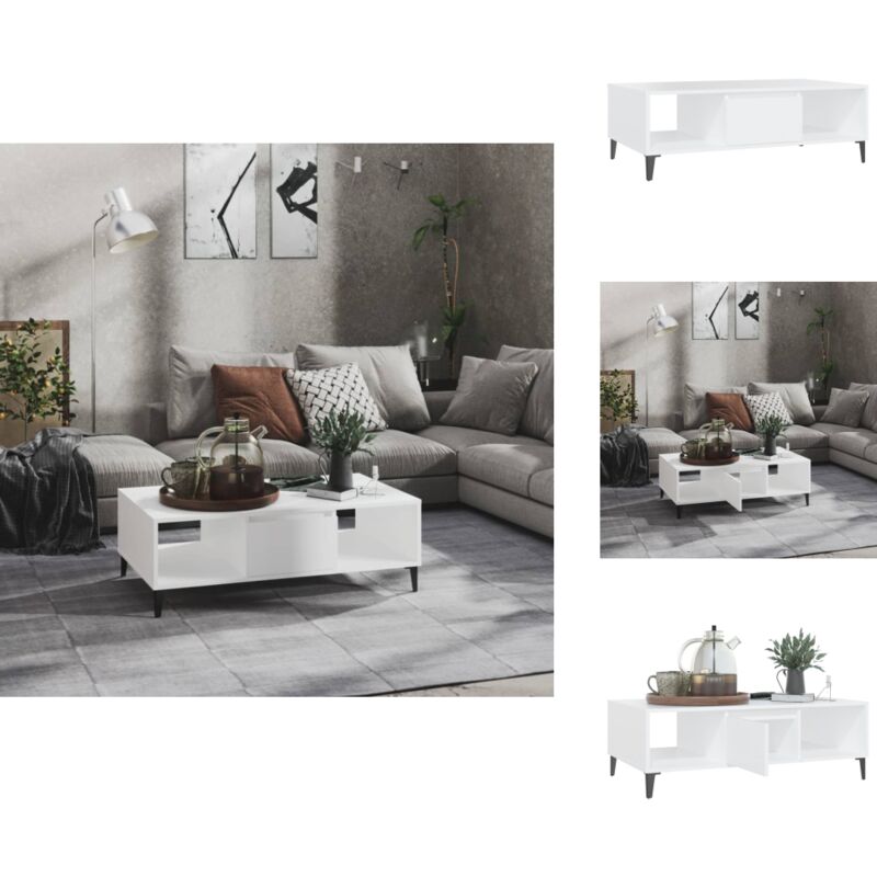 Vidaxl - Table basse blanc 103,5x60x35 cm bois d'ingénierie - Table Basse Blanche - Meuble Design - Table Industrielle - Rangement Intérieur - Table