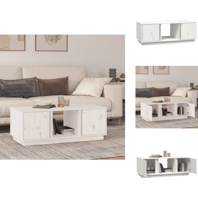 Vidaxl - Table basse Blanc 110x50x40 cm Bois massif de pin - Table Basse Blanche - Meuble Salle Séjour - Table D'appoint - Design Scandinave - Bois