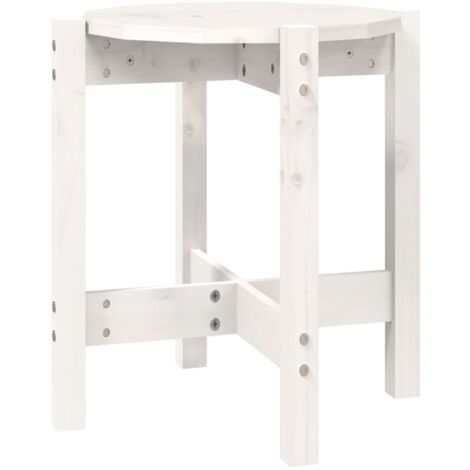 Table basse Blanc Ø 42,5x45 Bois massif de pin