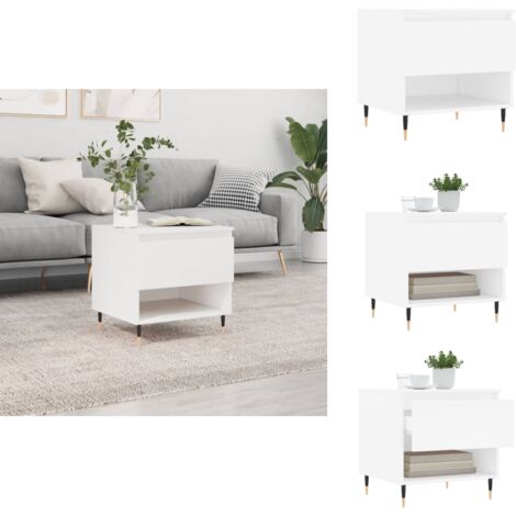 Table basse blanc 50x46x50 cm bois d’ingénierie - Table Basse Blanche - Meuble Salon - Table D'appoint - Table Design - Mobilier Contemporain