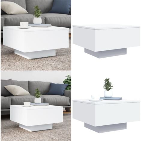 Table basse blanc 55x55x31 cm bois d'ingénierie - Table Basse Blanche - Meuble Salon - Table D'appoint - Design Moderne - Bois D'ingénierie - Home & Living