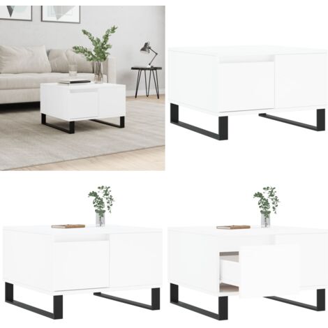 Table basse blanc 55x55x36,5 cm bois d'ingénierie - Table d'appoint - Rangement