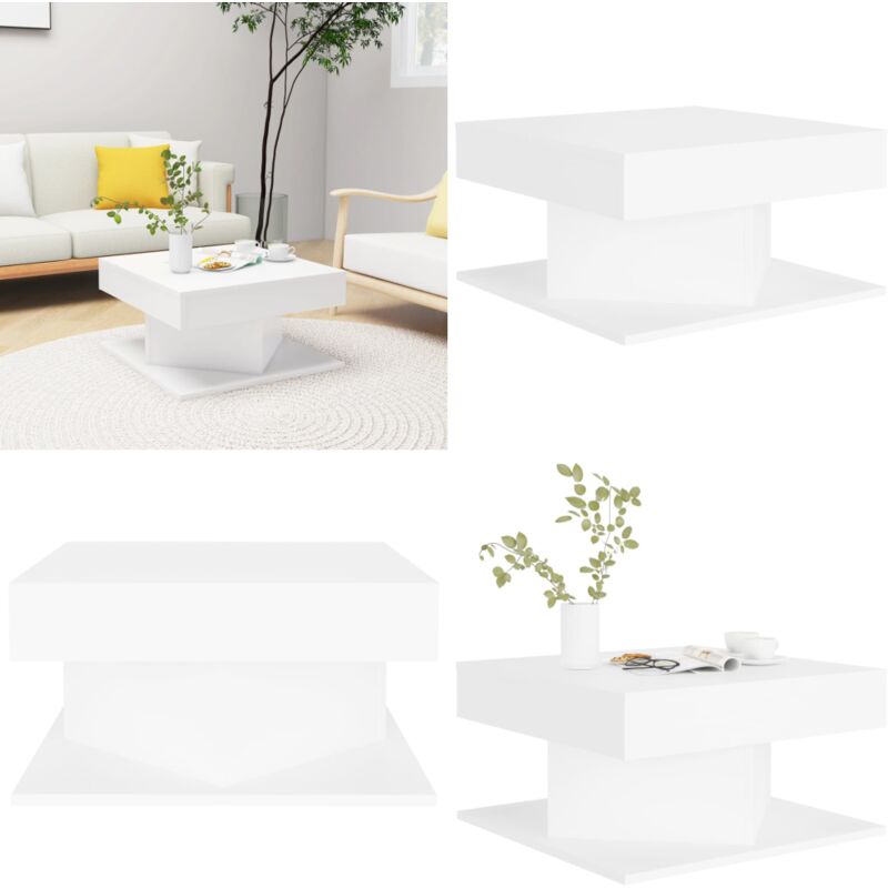 Table basse Blanc 57x57x30 cm Bois d'ingénierie - Table Basse Blanche - Meuble Salon - Table D'appoint - Design Moderne - Bois D'ingénierie - Home &