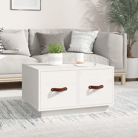 Table basse Blanc 60x53x35 cm Bois massif de pin vidaXL