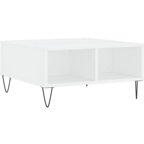 Table basse blanc 60x60x30 bois d'ingénierie