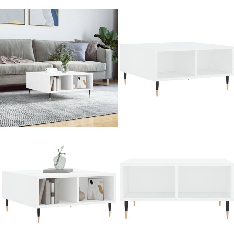 Table basse blanc 60x60x30 cm bois d'ingénierie - Table Basse - Meuble Salon - Table D'appoint - Table Design - Table Blanche - Home & Living