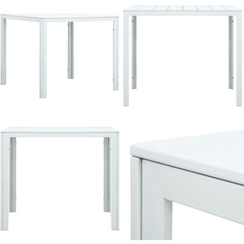 Table basse Blanc 78x78x74 cm pehd Aspect de bois - Table Basse Extérieure - Table D'appoint - Mobilier De Jardin - Table Design - Table Blanche