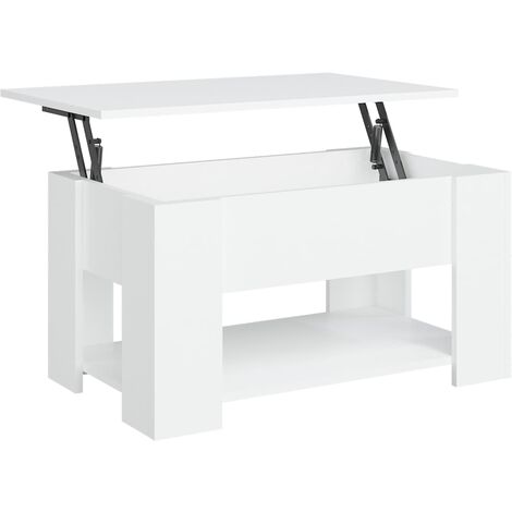 Table basse Blanc 79x49x41 Bois d'ingénierie 2