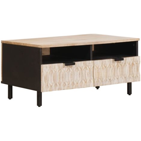 Table basse Blanc 80 x 54 x 40 cm Bois de mangue massif vidaXL