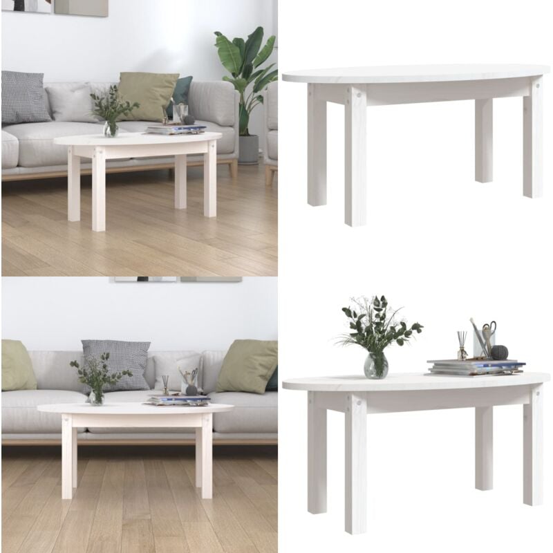 Vidaxl - Table basse Blanc 80x40x35 cm Bois massif de pin - Table Basse Blanche - Table Basse Design - Table Basse Bois Massif - Table D'appoint