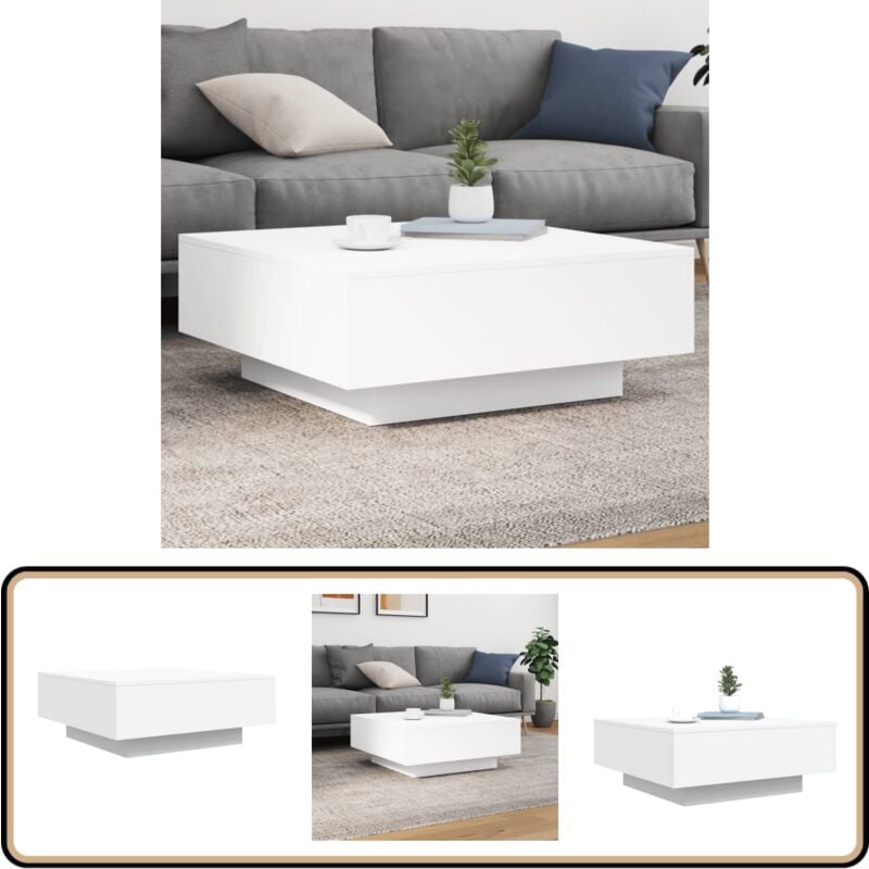 Table basse blanc 80x80x31 cm bois d'ingénierie - Table Basse - Meuble Salon - Table D'appoint - Design Moderne - Bois D'ingénierie