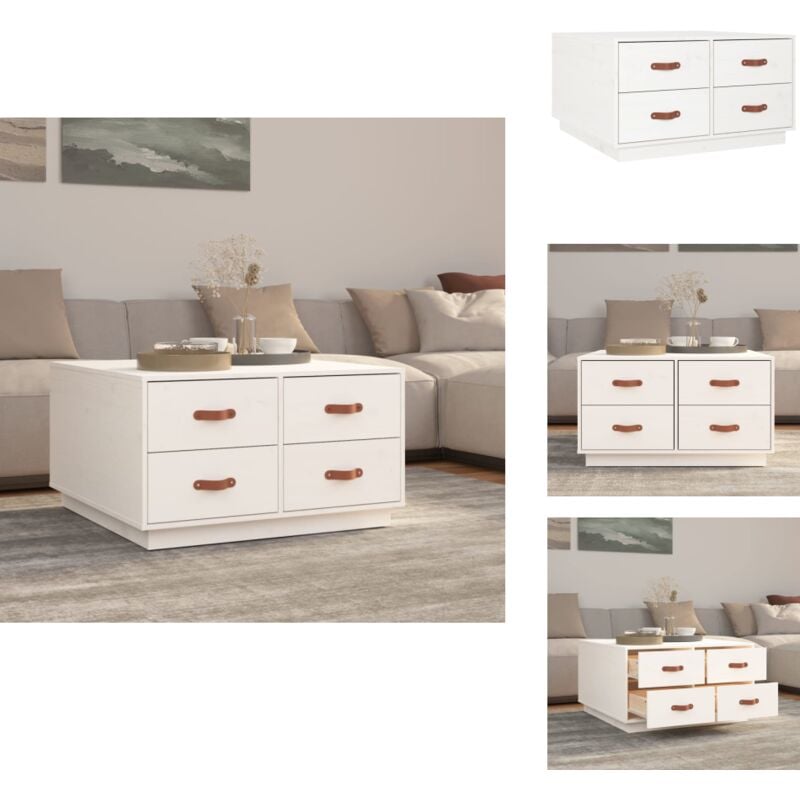 Vidaxl - Table basse Blanc 80x80x45 cm Bois massif de pin - Table Basse Blanche - Meuble Salle Séjour - Table D'appoint - Design Moderne - Bois Massif
