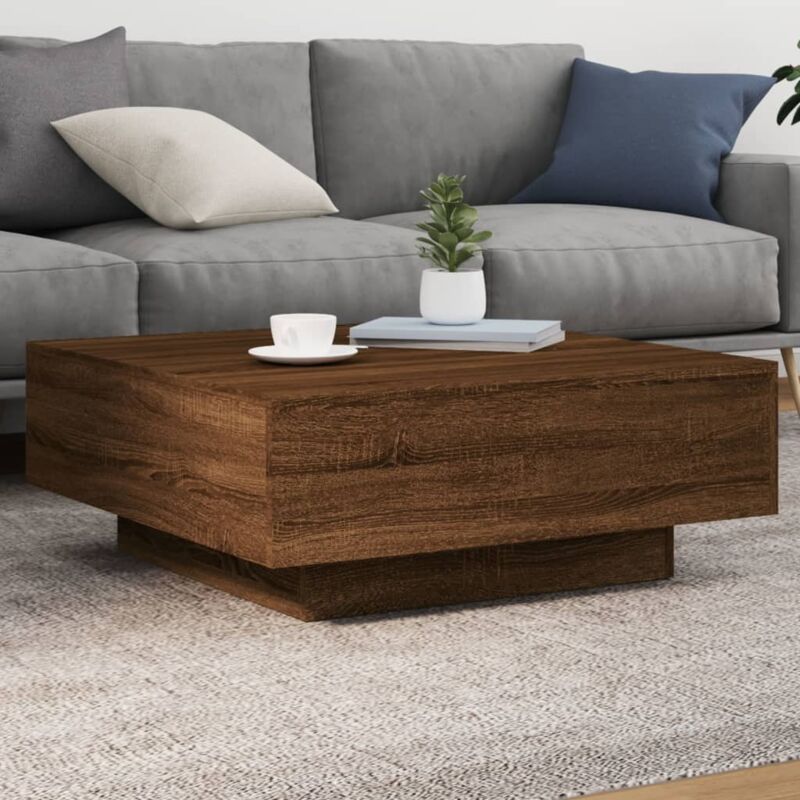 Vidaxl - Table basse avec lumières led chêne marron 80x80x31 cm