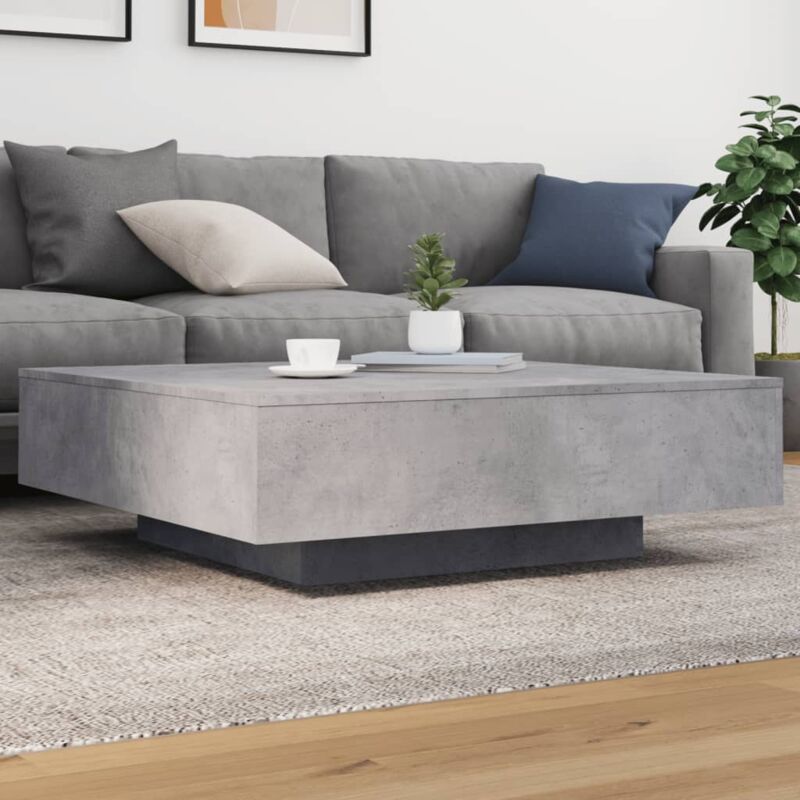 Vidaxl - Table basse avec lumières led gris béton 100x100x31 cm