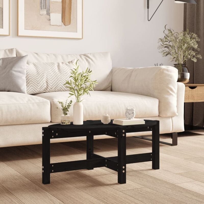 Table basse Noir 87x48x35 cm Bois massif de pin Vidaxl