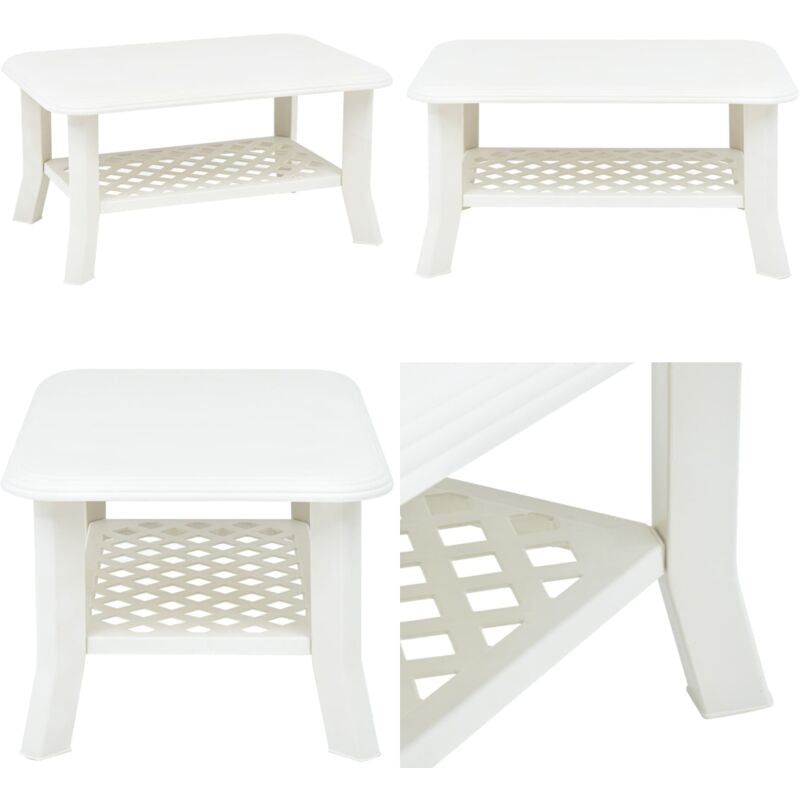 Vidaxl - Table basse Blanc 90x60x46 cm Plastique - Table Basse - Table D'extérieur - Mobilier De Jardin - Table Résistante Aux Intempéries - Table