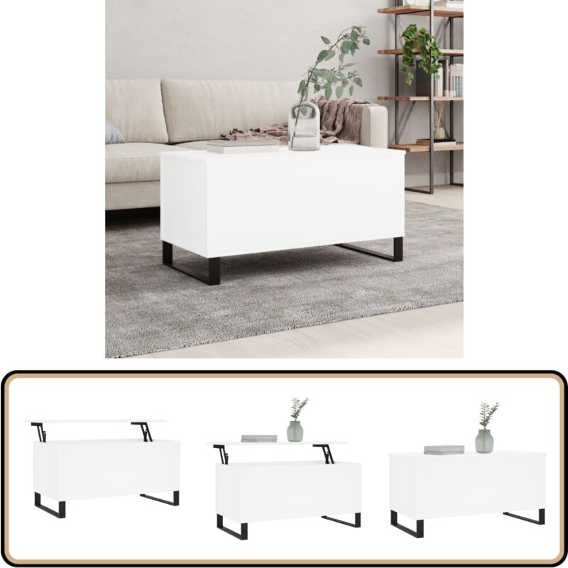 Vidaxl - Table basse Blanc 90x44,5x45 cm Bois d'ingénierie - Table Basse Blanche - Table D'appoint - Meuble Salon - Table Relevage - Table