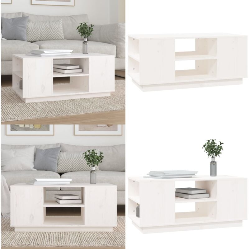Vidaxl - Table basse Blanc 90x49x40,5 cm Bois massif de pin - Table Basse Blanche - Meuble Salle Séjour - Table D'appoint - Design Scandinave - Bois