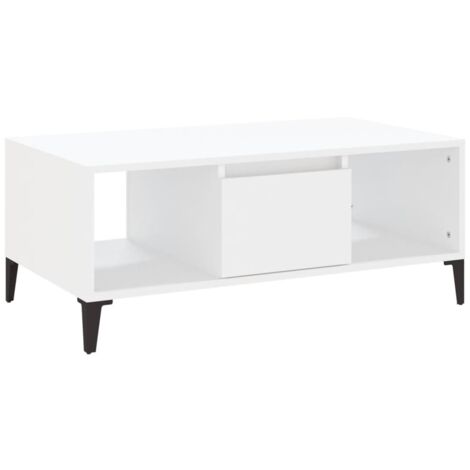 Table basse Blanc 90x50x36,5 Bois d'ingénierie