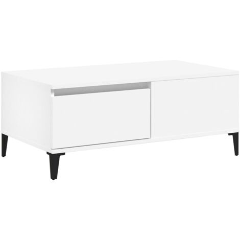 Table basse Blanc 90x50x36,5 Bois d'ingénierie