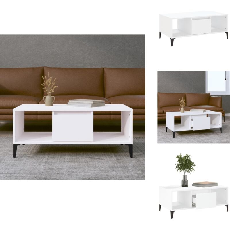 Vidaxl - Table basse Blanc 90x50x36,5 cm Bois d'ingénierie - Table Basse Industrielle - Meuble Rangement - Table D'appoint Design - Table Bas Prix