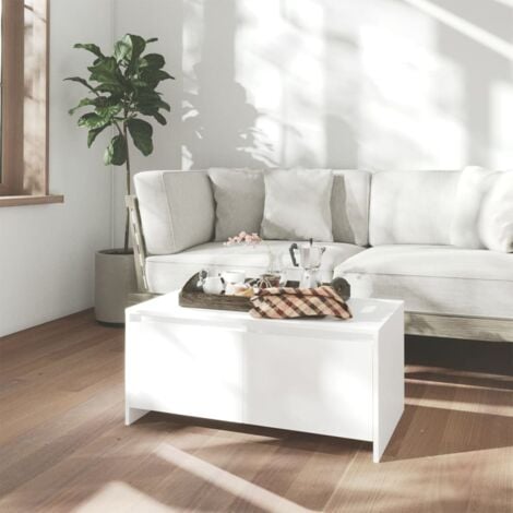Table basse Blanc 90x50x41,5 cm Aggloméré