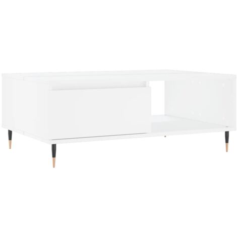 Table basse blanc 90x60x35 bois d'ingénierie