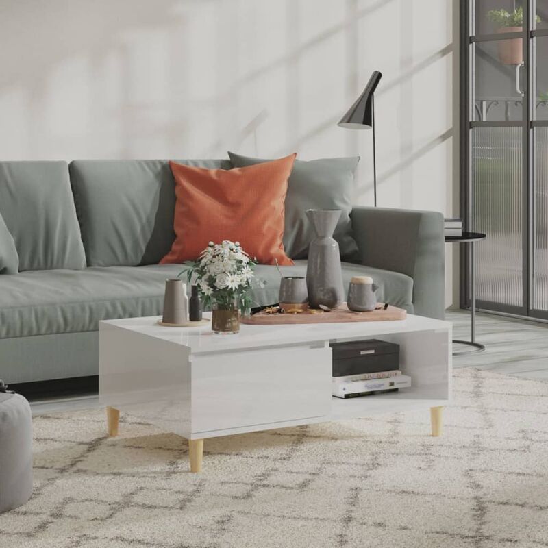 Vidaxl - Table basse Blanc brillant 90x60x35 cm Aggloméré