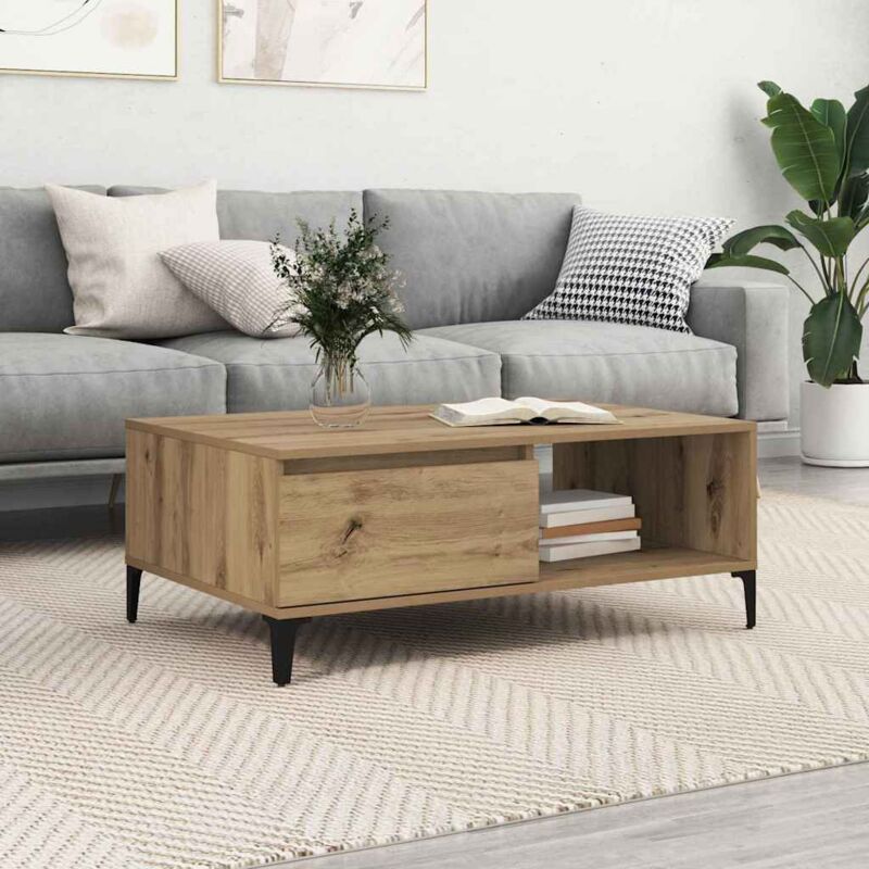 Table basse chêne artisanal 90 x 60 x 35 cm Bois d'ingénierie Vidaxl