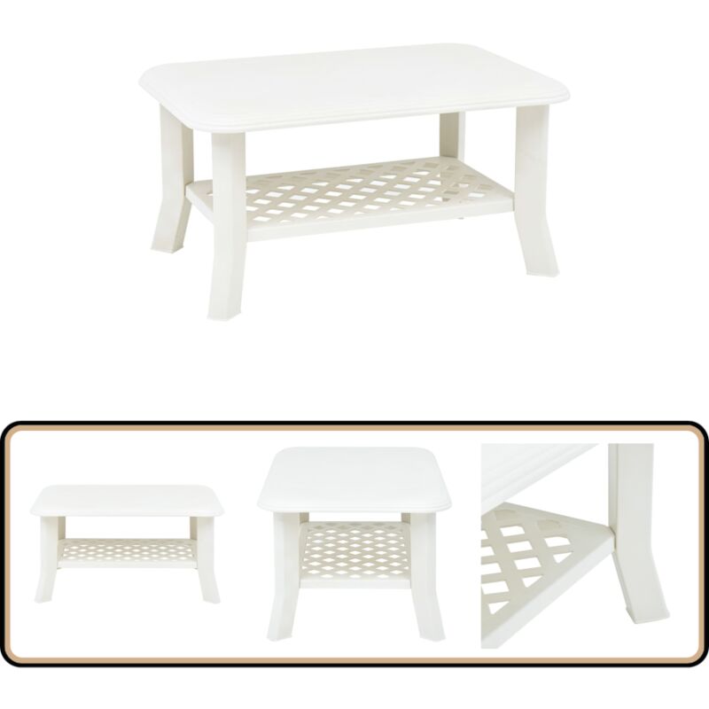 Vidaxl - Table basse Blanc 90x60x46 cm Plastique - Table Basse - Table D'extérieur - Mobilier De Jardin - Table Résistante Aux Intempéries - Table