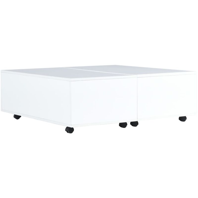Table Basse Blanc Brillant 100x100x35 cm