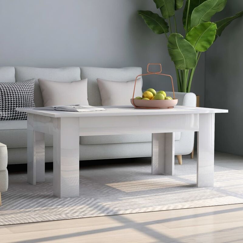 Asupermall - Table basse Blanc brillant 100 x 60 x 42 cm Agglomere